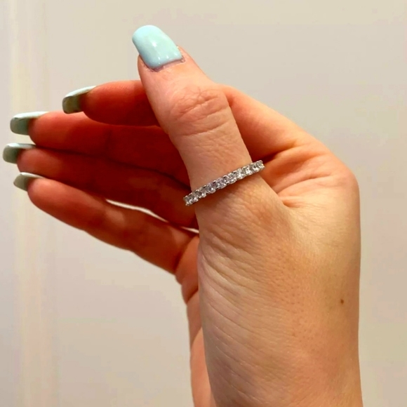 Silver Cubic Zirconia Eternity Ring/Band - Picture 6 of 7